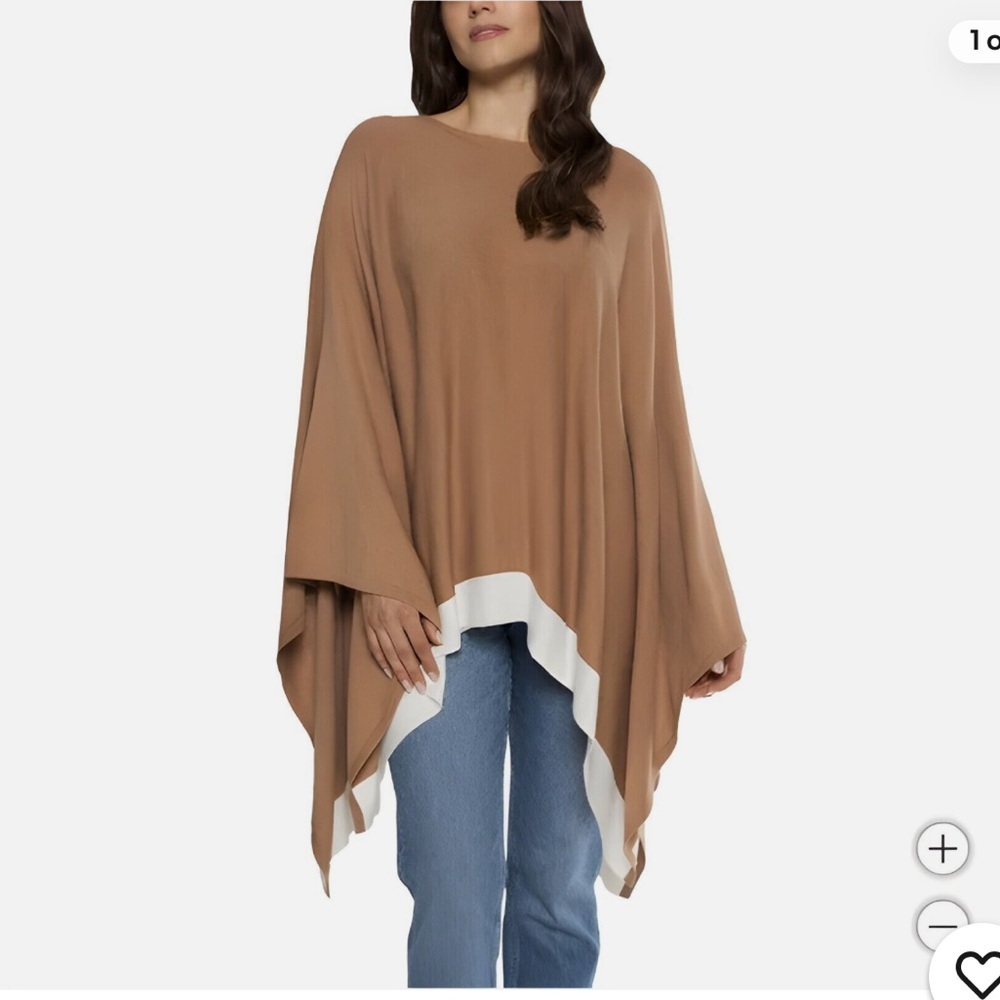 Matty M the color block Poncho one size color tan nwt